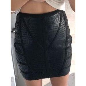 Snakeskin mini skirt w gold zipper